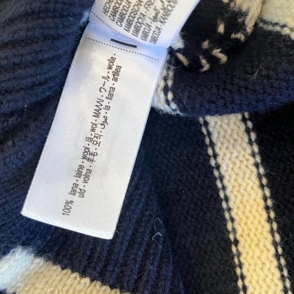 NWOT Zara Women's 100% Wool Navy & White Striped Academia Knit Cardigan - Picture 5 of 6